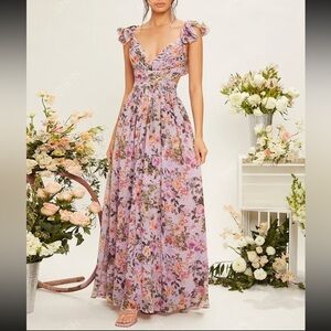Floral cut out maxi dress